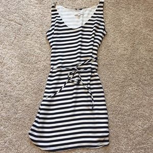 LOFT Navy & White Striped Shift Dress